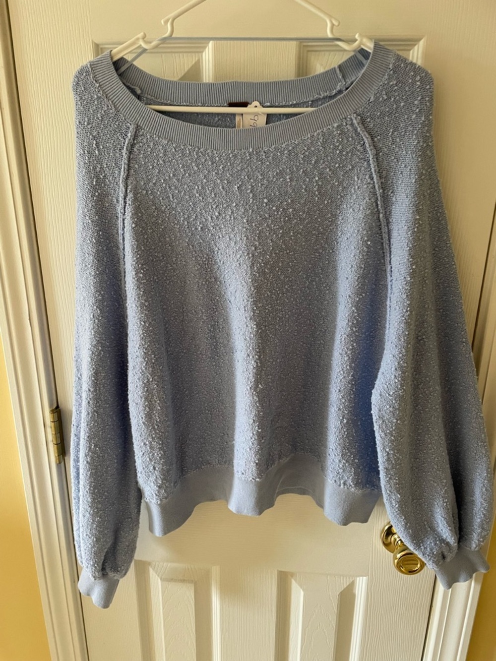 Free People Blue Bouclé Knit Sweater Size M Cozy Slouchy